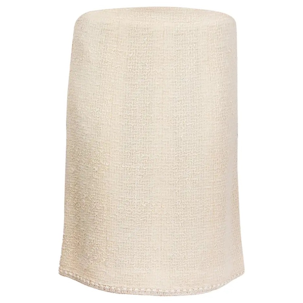 CHANEL cream wool BOUCLE TWEED Knee Length Skirt 34